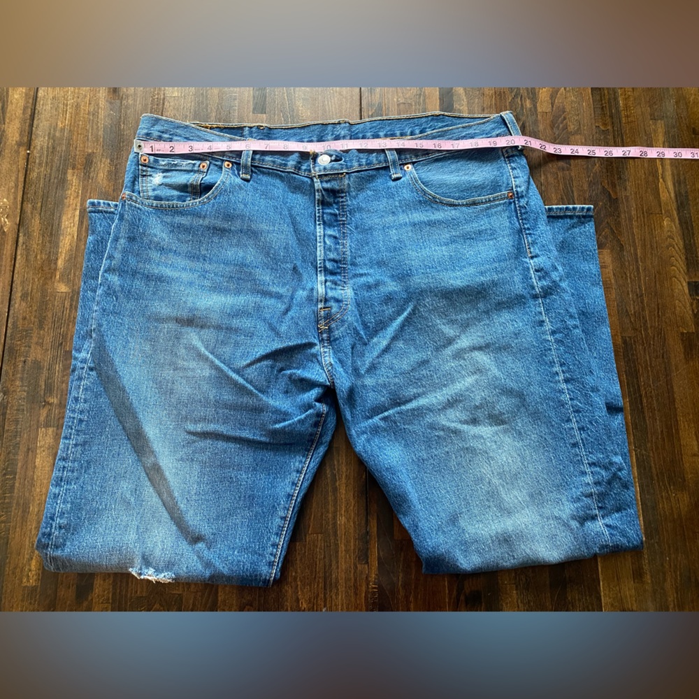 Levi's 501 '93 Men's Jeans Blue 40x30 Stone Button Fly Distressed Light Wash - Picture 8 of 10